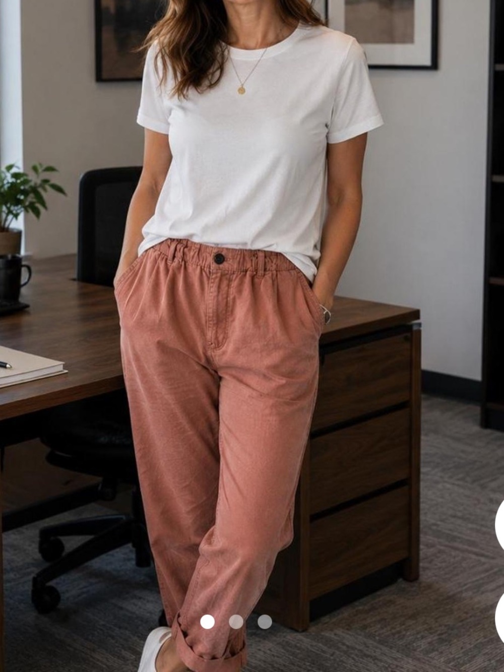 Madewell Women's Pink-Orange Elastic-Waist Trousers